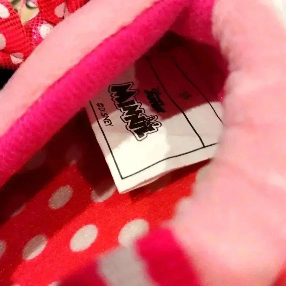 Minnie Mouse Pink Polka Dot Slippers NWOT
